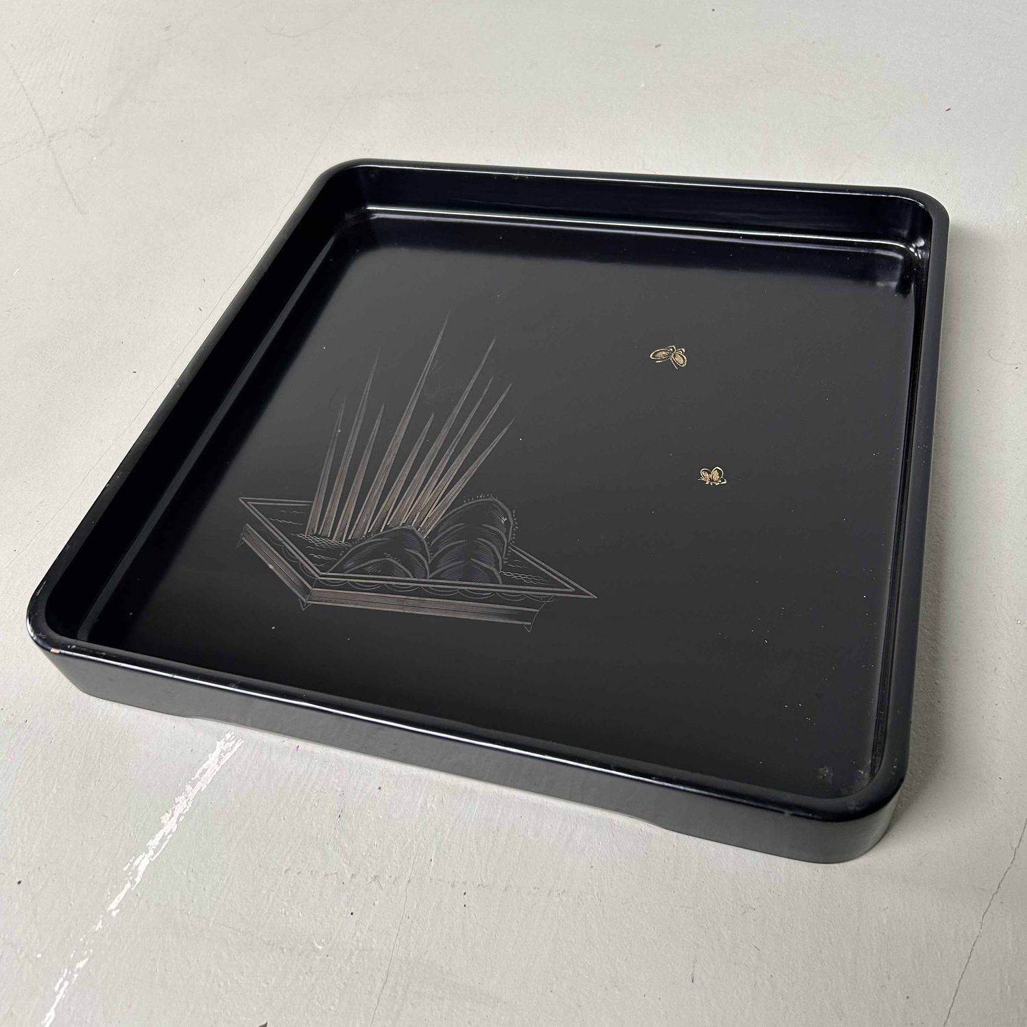 Urushi Lakwerk 'Ikebana' Dienblad, Meiji-periode, Japan.