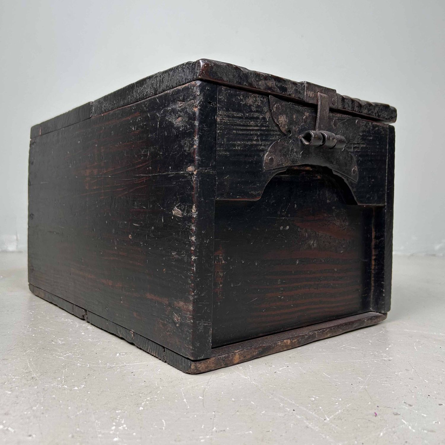 Antique Wooden Zenibako Temple Offering Box, Meiji Period, Japan.