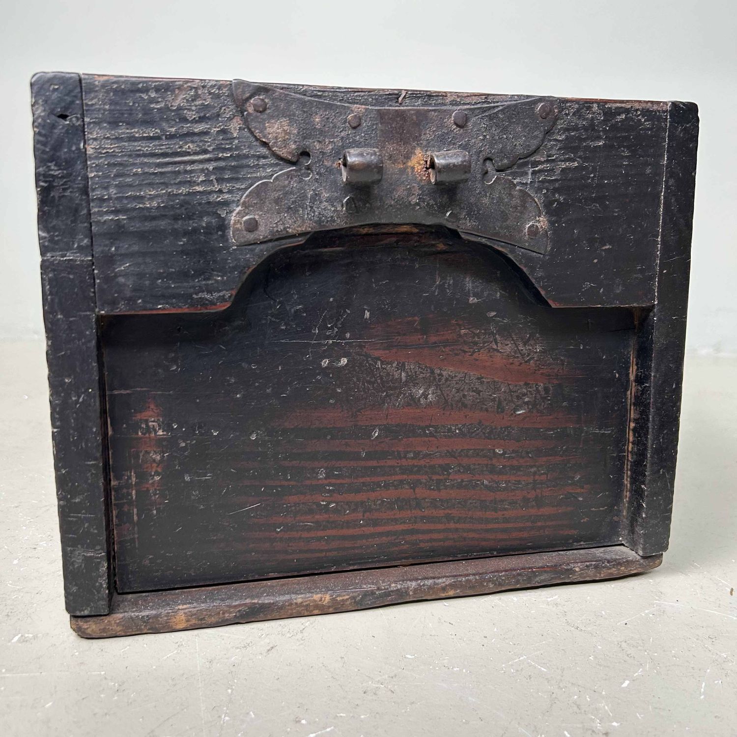 Antique Wooden Zenibako Temple Offering Box, Meiji Period, Japan.