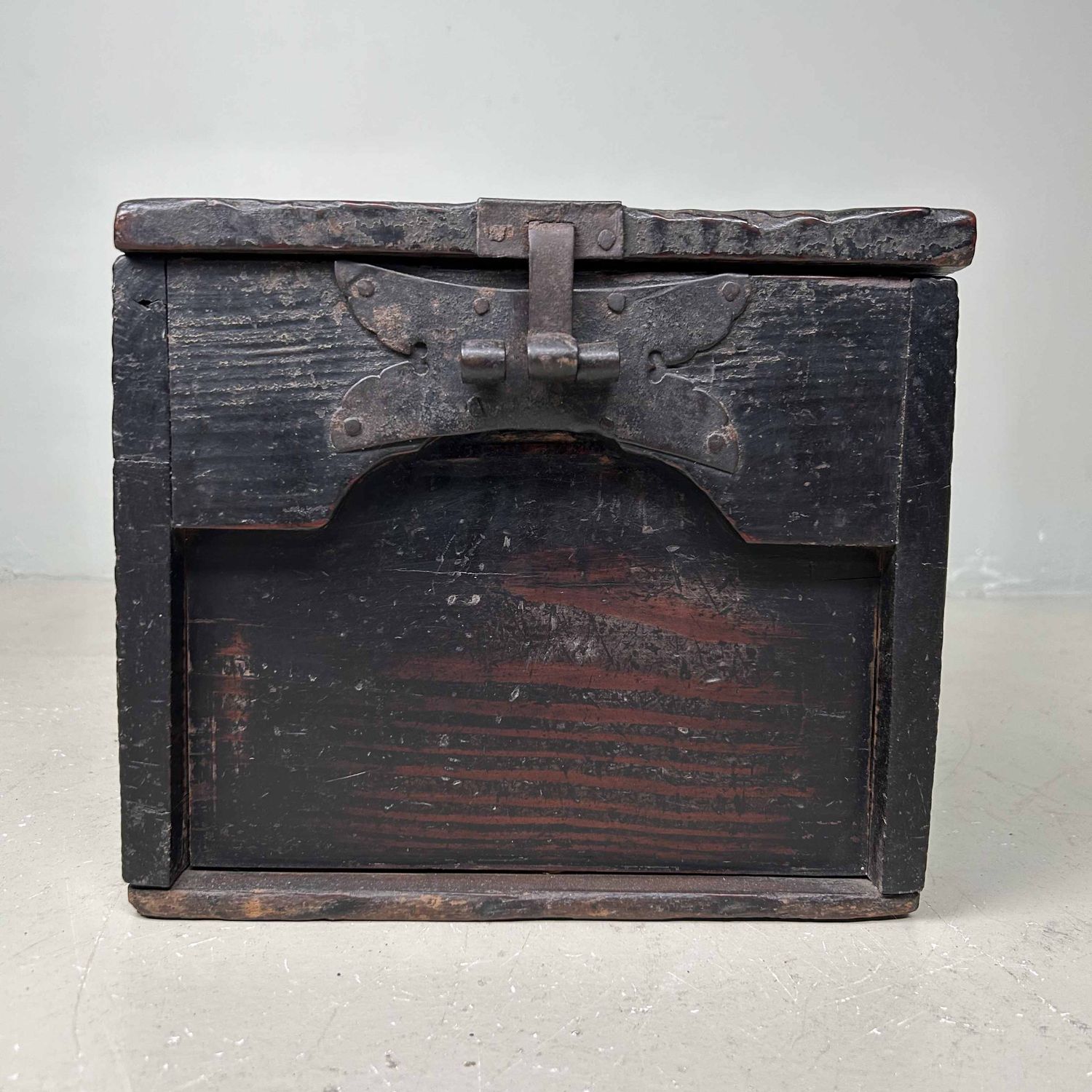 Antique Wooden Zenibako Temple Offering Box, Meiji Period, Japan.