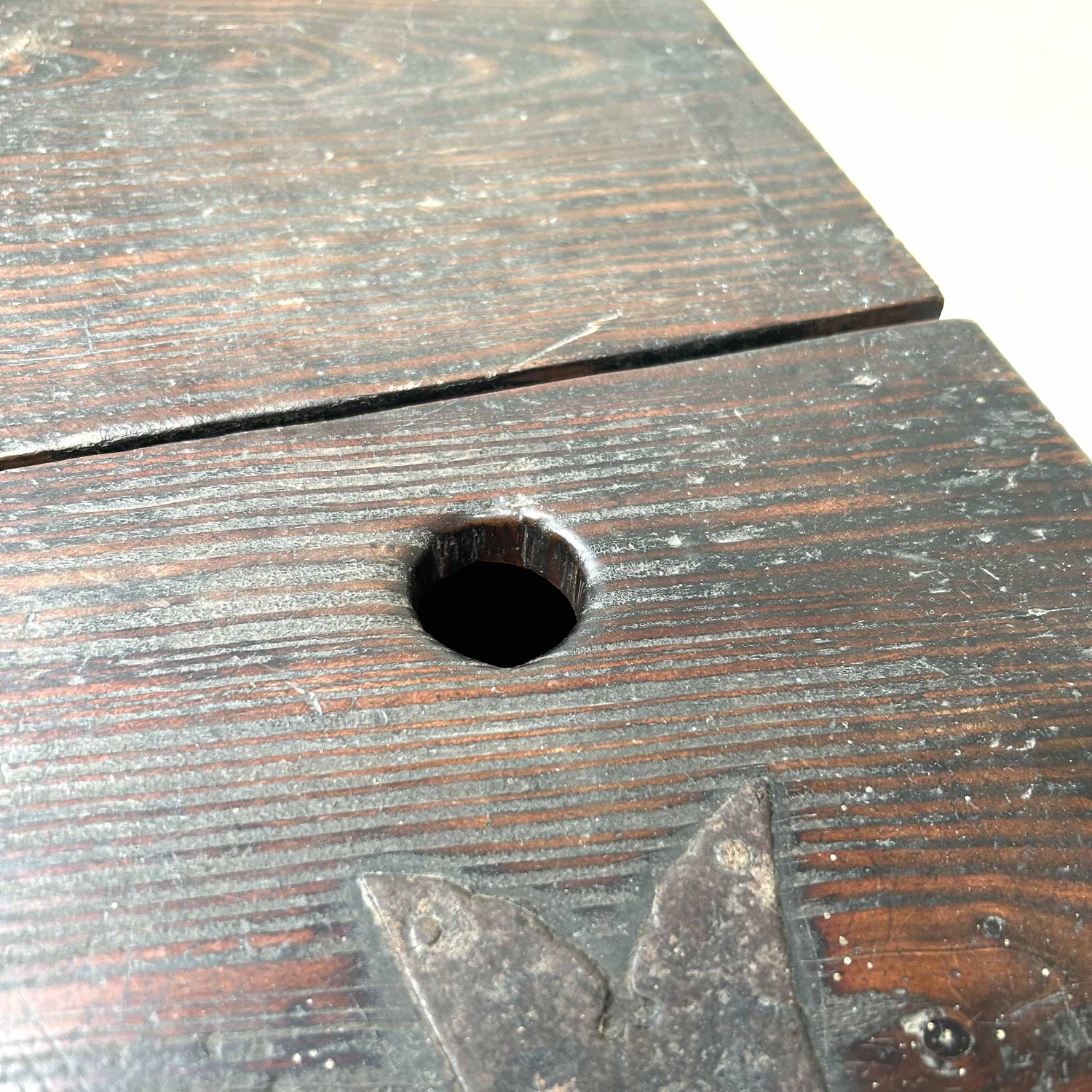 Antique Wooden Zenibako Temple Offering Box, Meiji Period, Japan.