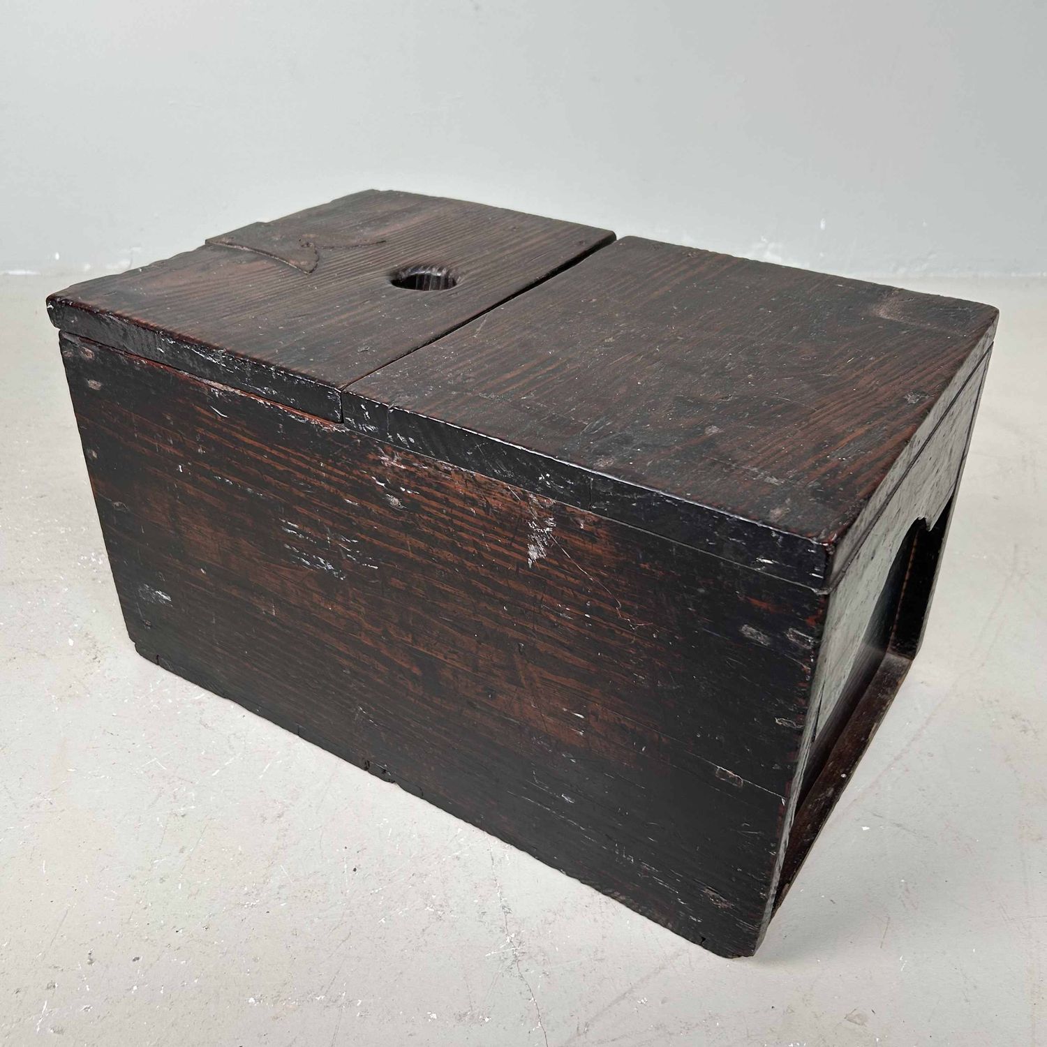 Antique Wooden Zenibako Temple Offering Box, Meiji Period, Japan.