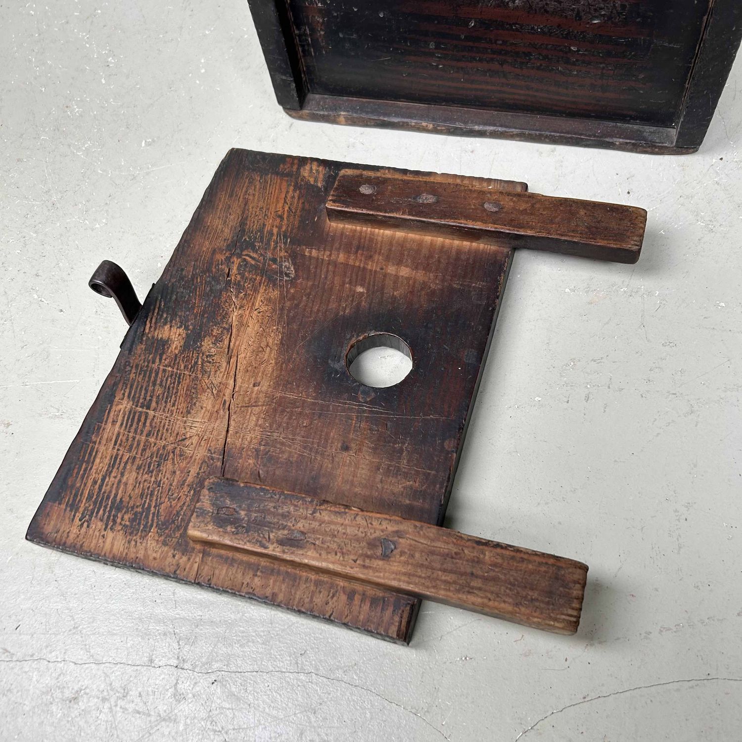 Antique Wooden Zenibako Temple Offering Box, Meiji Period, Japan.