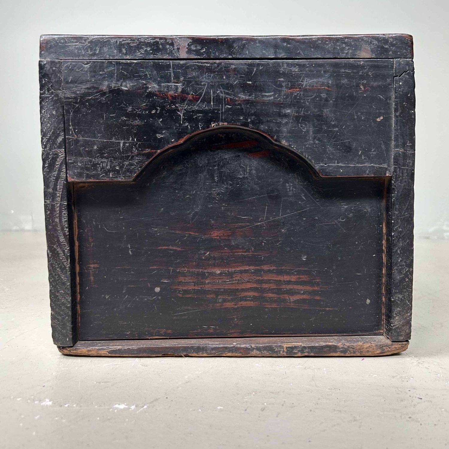 Antique Wooden Zenibako Temple Offering Box, Meiji Period, Japan.