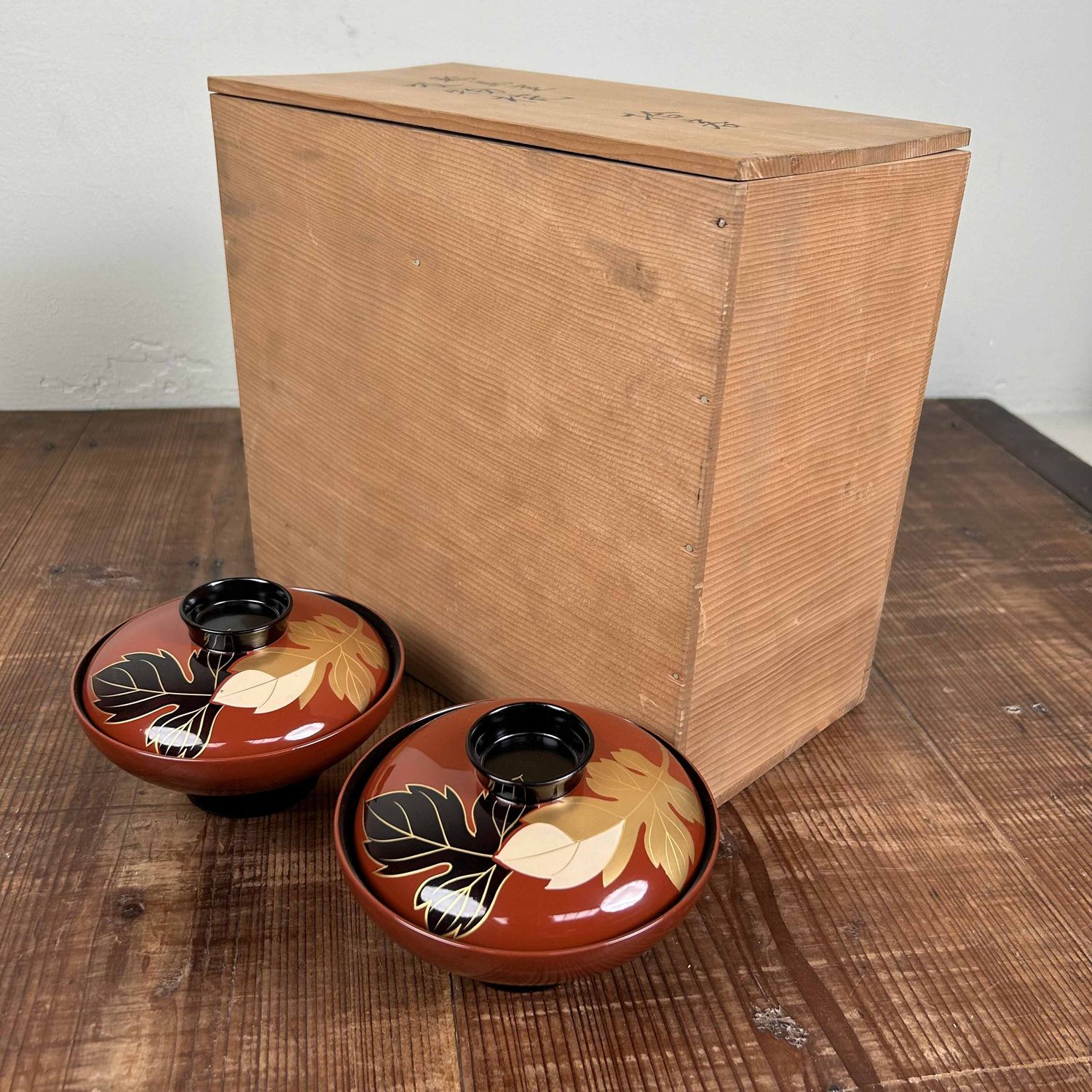 Authentic Set (10) of Wajima-Nuri Owan Serving Bowls, Shōwa Period, Japan.