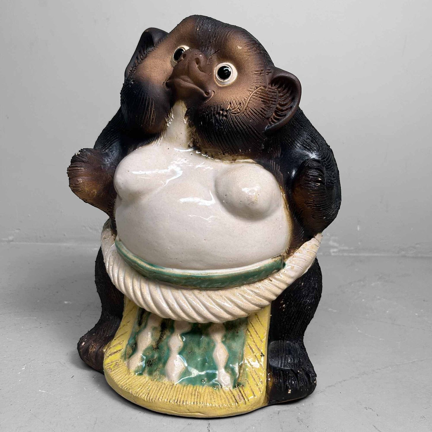 Decorative Tanuki 狸 Statue, Shigaraki Pottery, Shōwa Period, Japan.