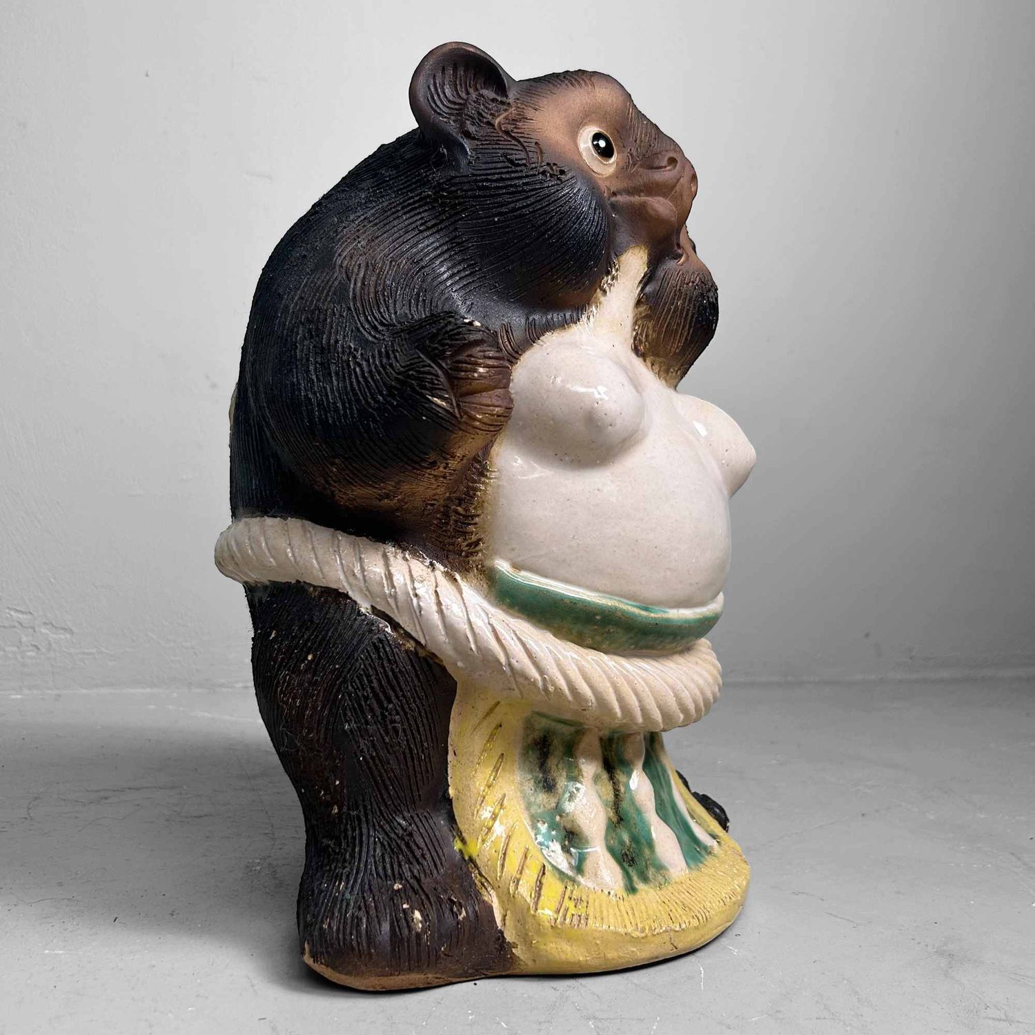 Decorative Tanuki 狸 Statue, Shigaraki Pottery, Shōwa Period, Japan.