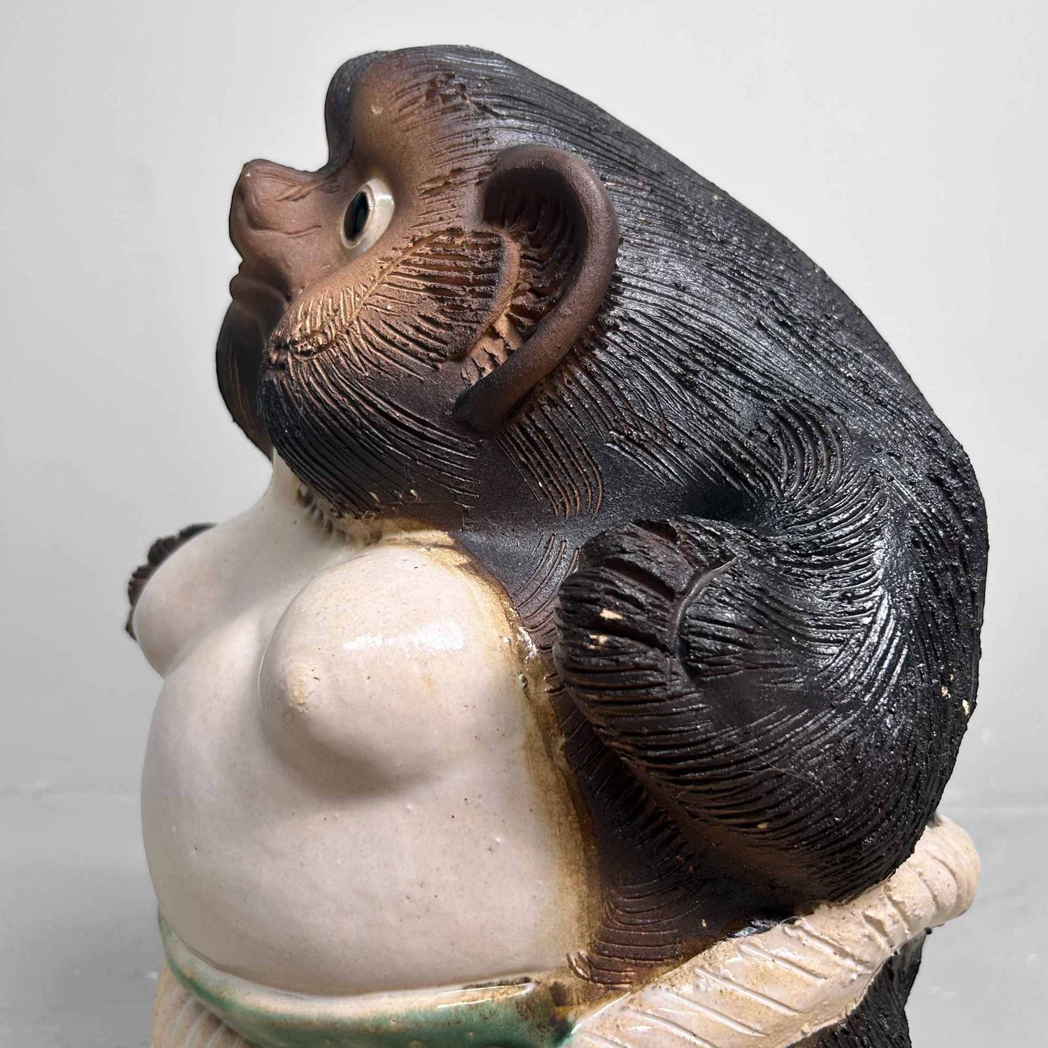 Decorative Tanuki 狸 Statue, Shigaraki Pottery, Shōwa Period, Japan.