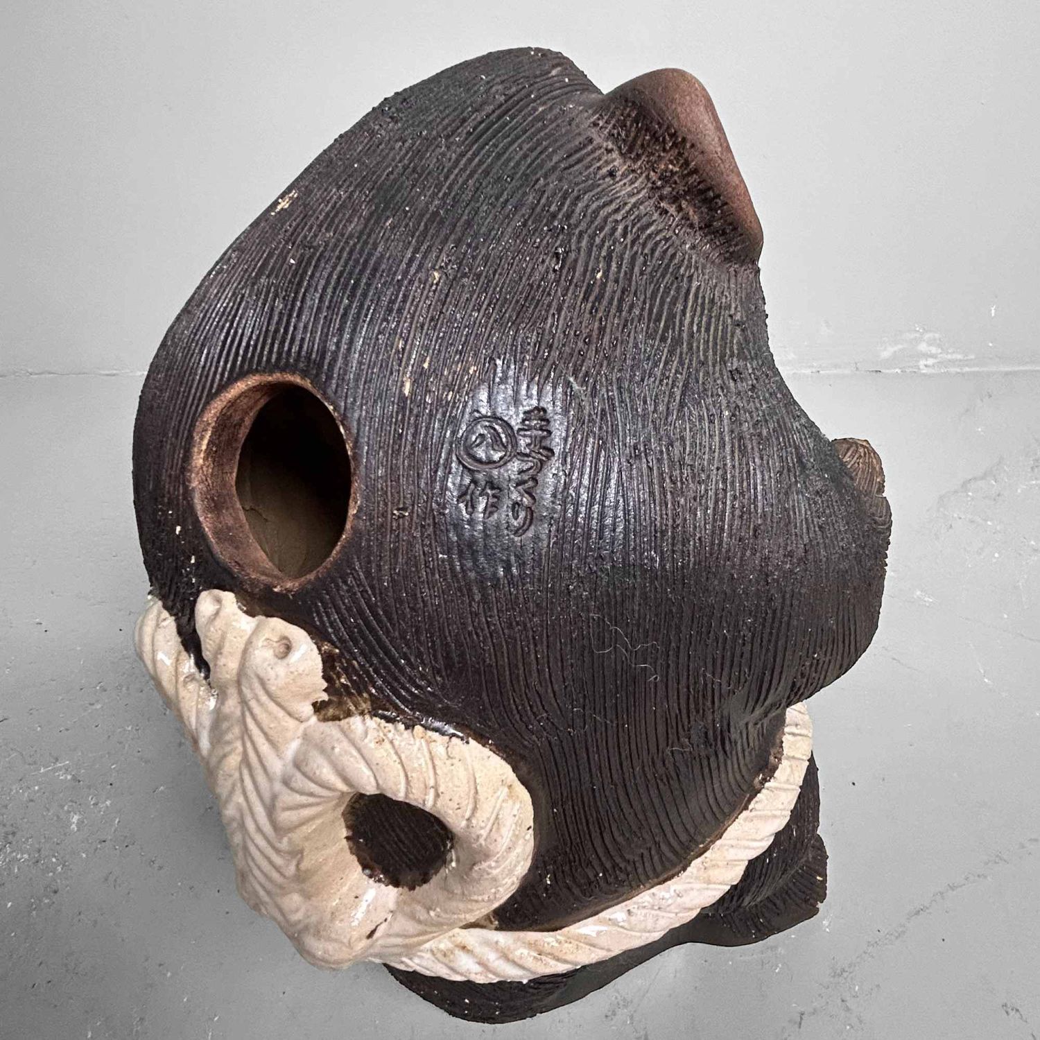 Decorative Tanuki 狸 Statue, Shigaraki Pottery, Shōwa Period, Japan.