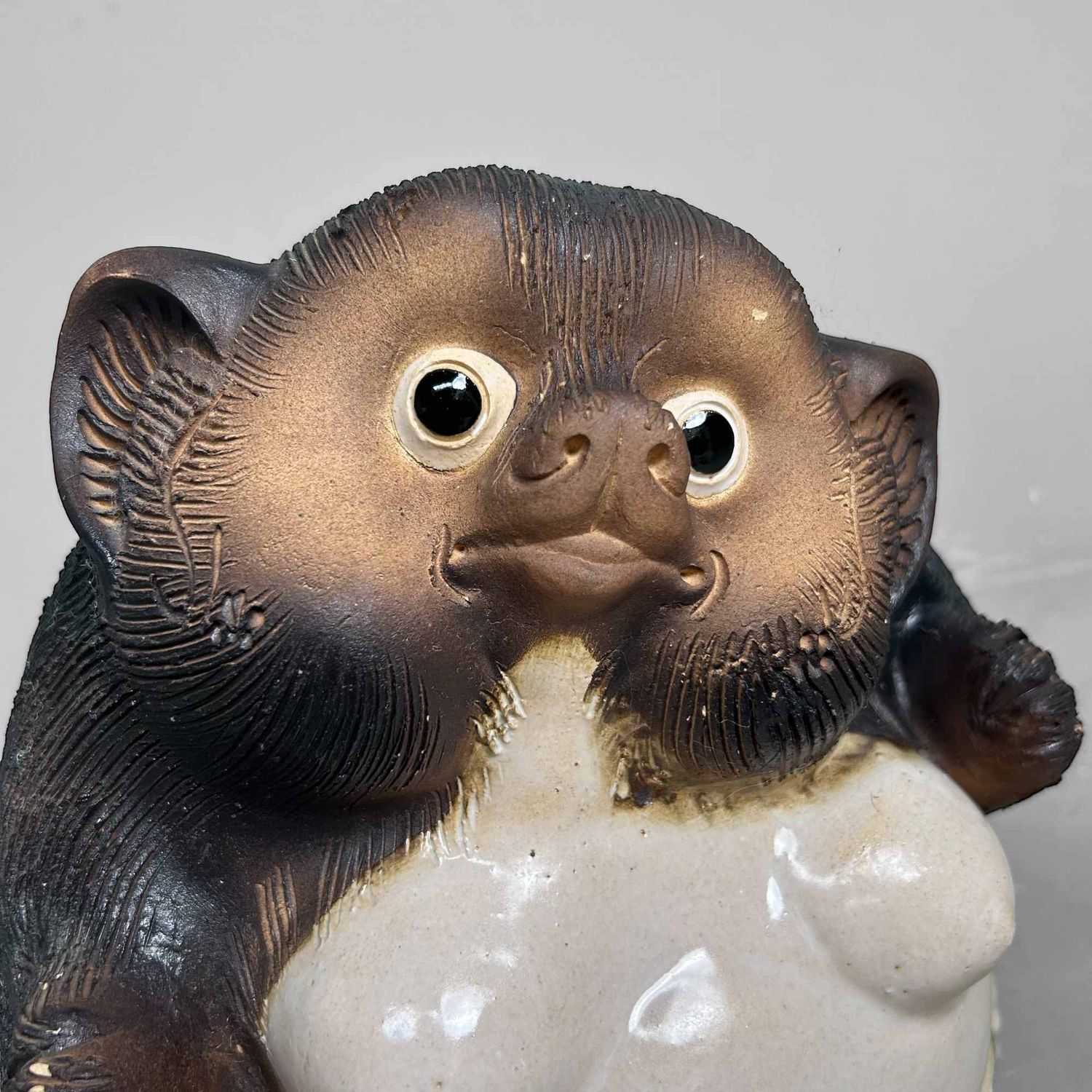Decorative Tanuki 狸 Statue, Shigaraki Pottery, Shōwa Period, Japan.