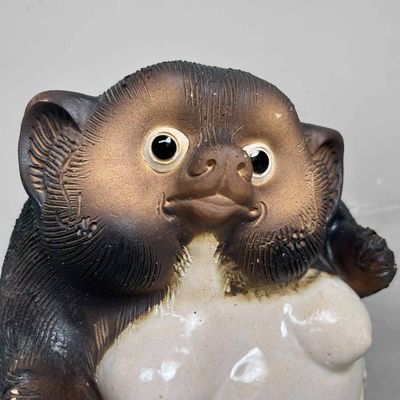 Decorative Tanuki 狸 Statue, Shigaraki Pottery, Shōwa Period, Japan.