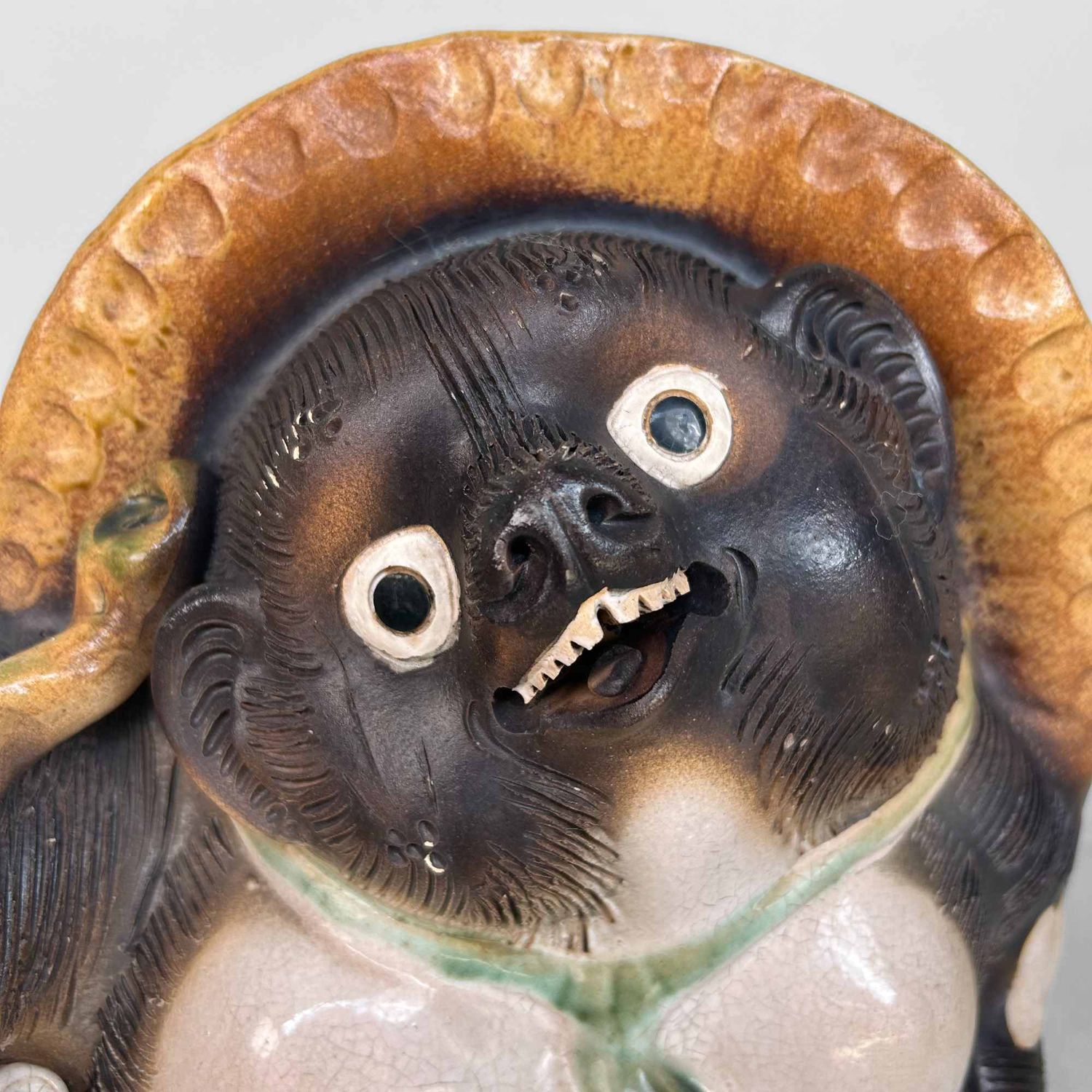 Large Decorative Tanuki 狸 Statue, Shigaraki Pottery, Shōwa Period, Japan.
