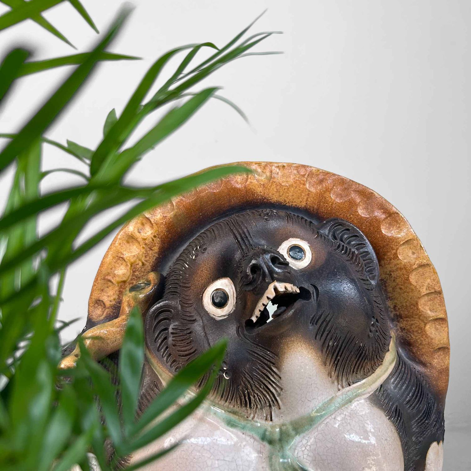 Large Decorative Tanuki 狸 Statue, Shigaraki Pottery, Shōwa Period, Japan.