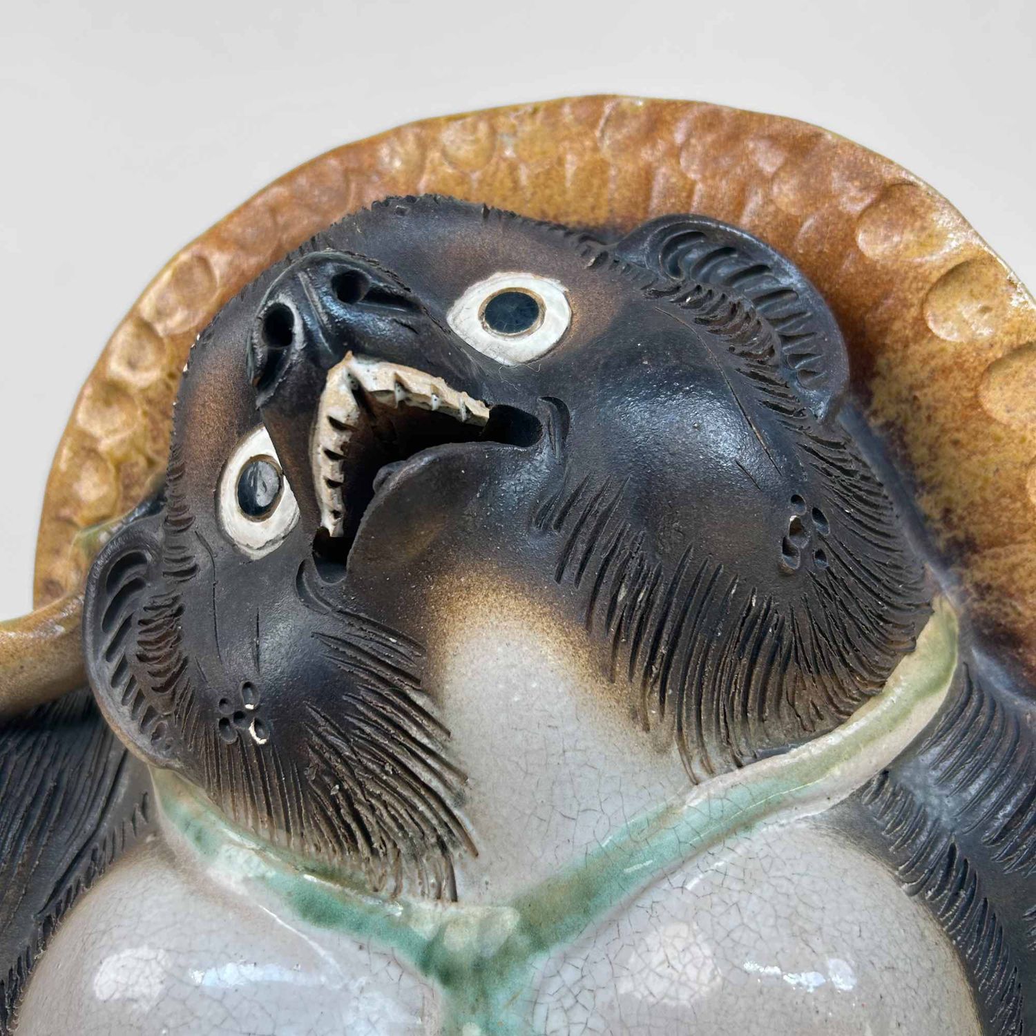 Large Decorative Tanuki 狸 Statue, Shigaraki Pottery, Shōwa Period, Japan.