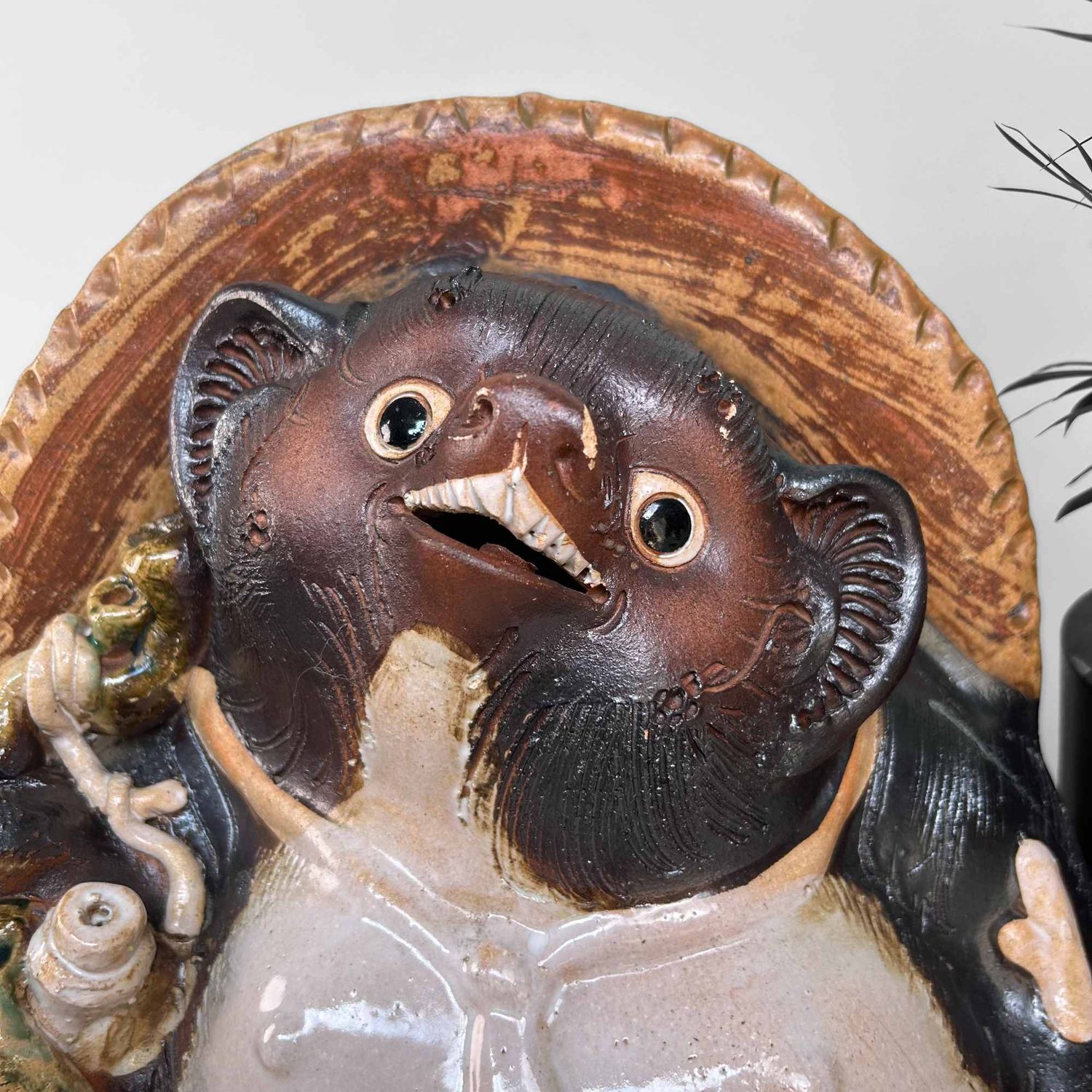 Large Decorative Tanuki 狸 Statue, Shigaraki Pottery, Shōwa Period, Japan.