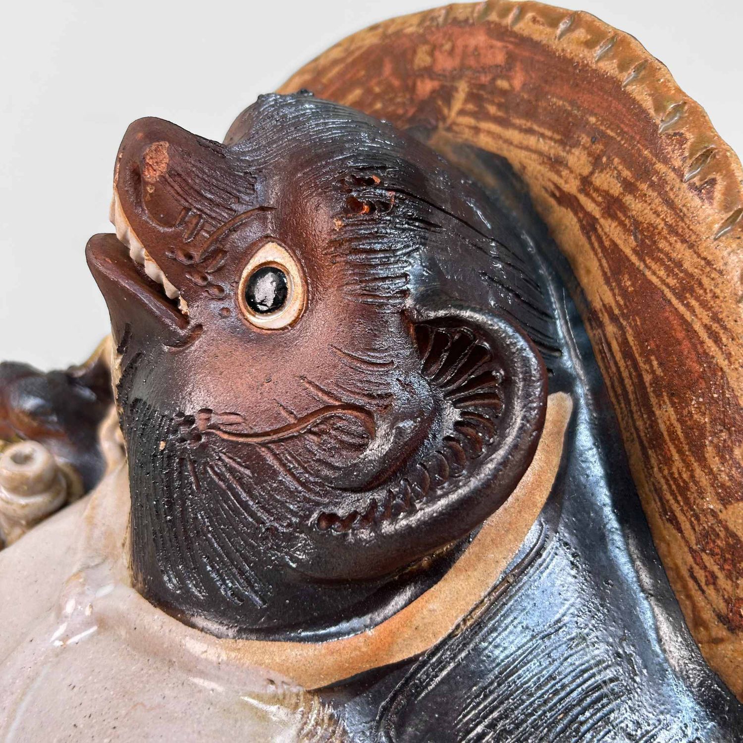 Large Decorative Tanuki 狸 Statue, Shigaraki Pottery, Shōwa Period, Japan.