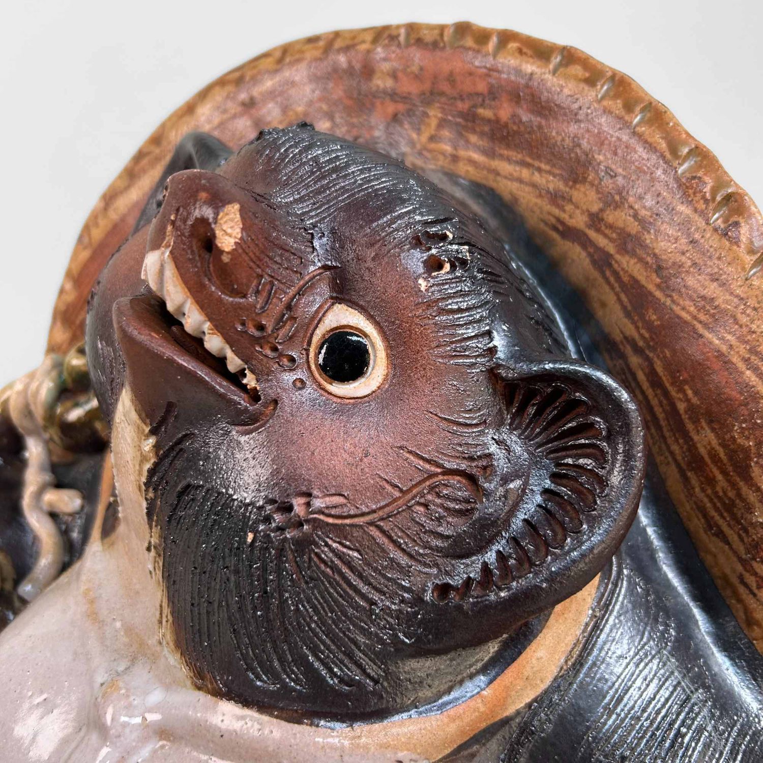 Large Decorative Tanuki 狸 Statue, Shigaraki Pottery, Shōwa Period, Japan.