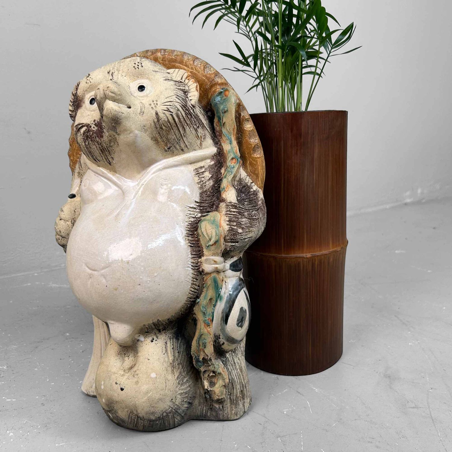 Decorative Tanuki 狸 Statue, Shigaraki Pottery, Shōwa Period, Japan.