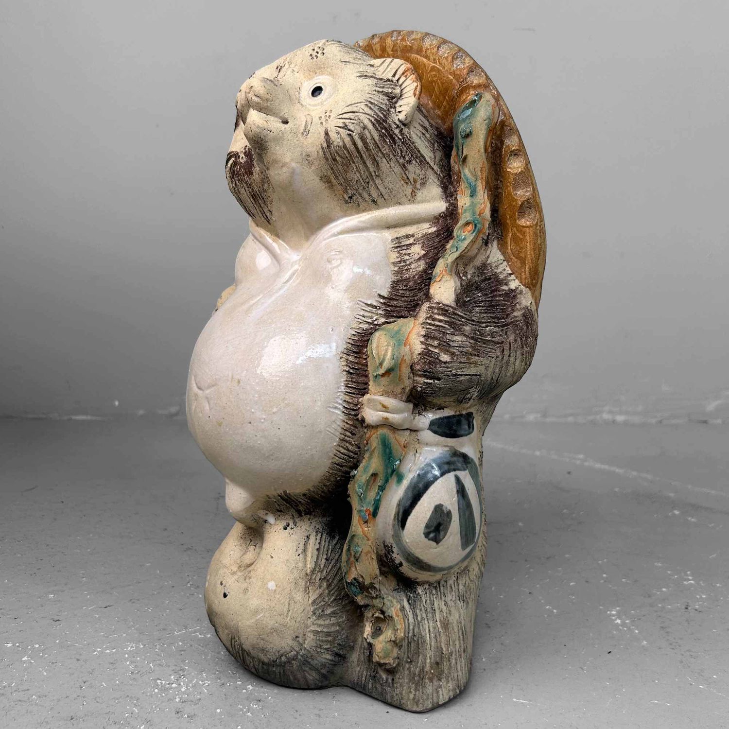 Decorative Tanuki 狸 Statue, Shigaraki Pottery, Shōwa Period, Japan.