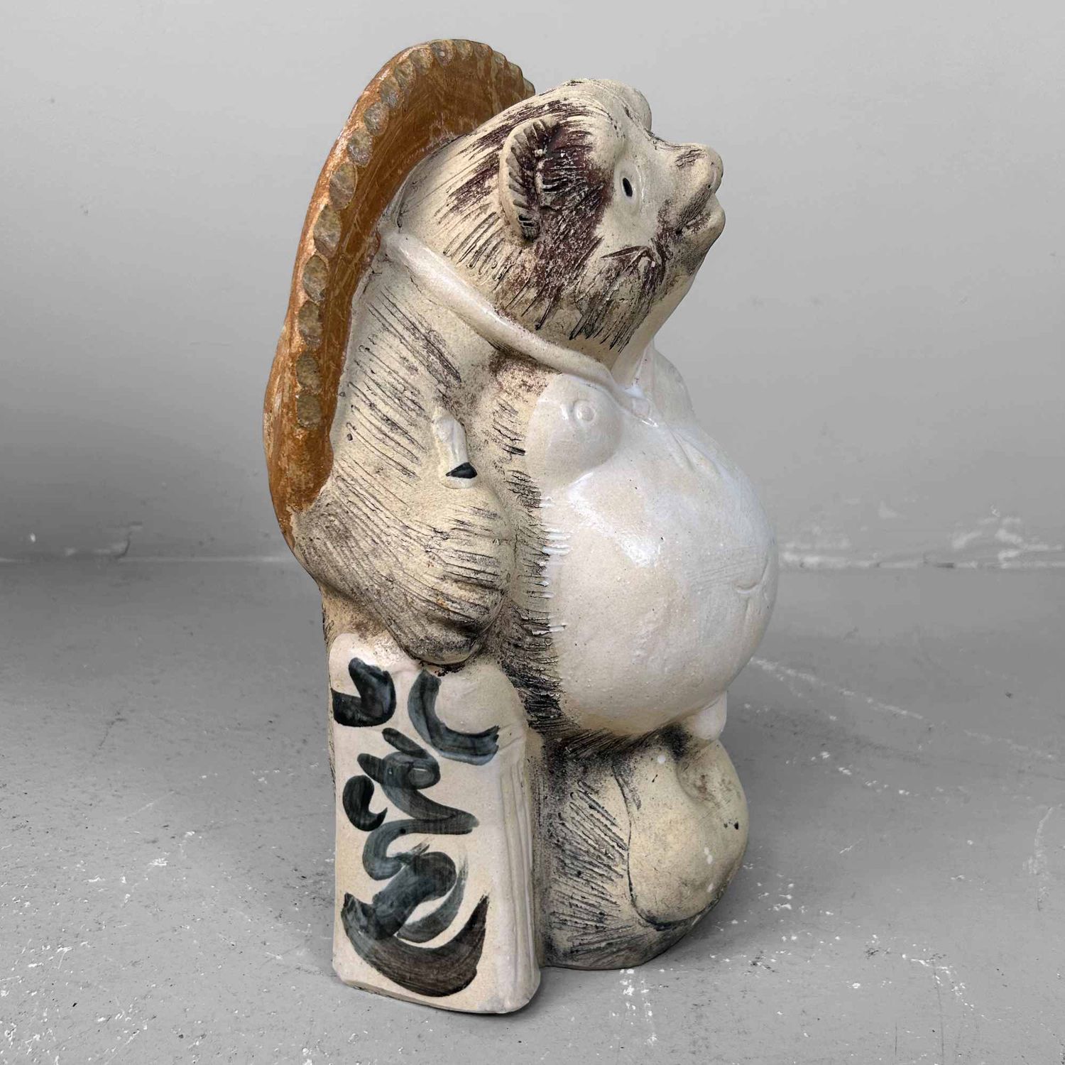 Decorative Tanuki 狸 Statue, Shigaraki Pottery, Shōwa Period, Japan.