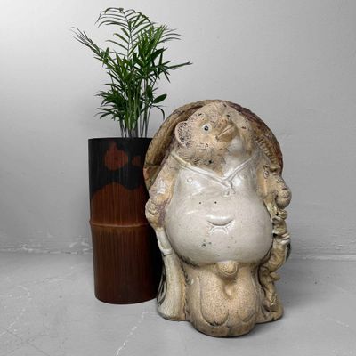 Decorative Tanuki 狸 Statue, Shigaraki Pottery, Shōwa Period, Japan.