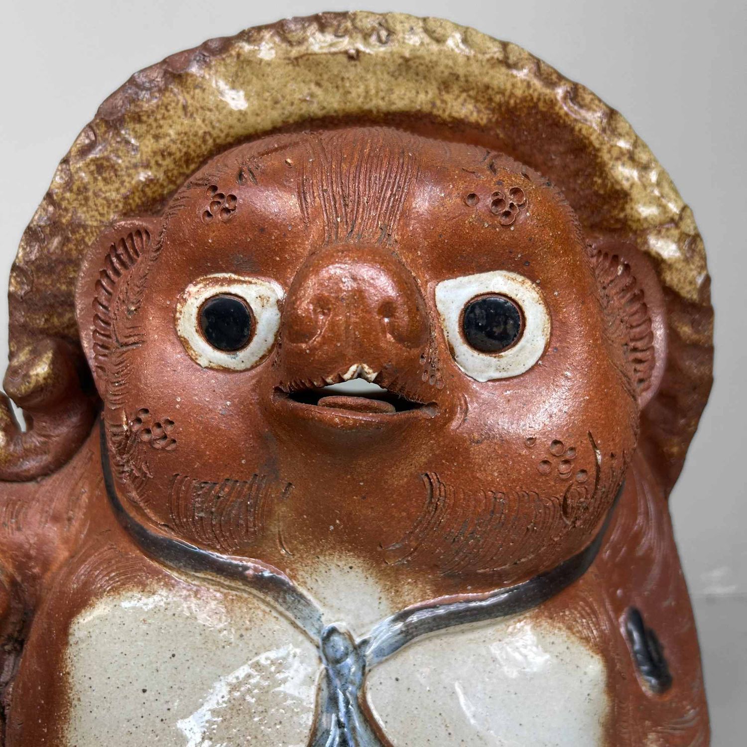Large Decorative Tanuki 狸 Statue, Shigaraki Pottery, Shōwa Period, Japan.