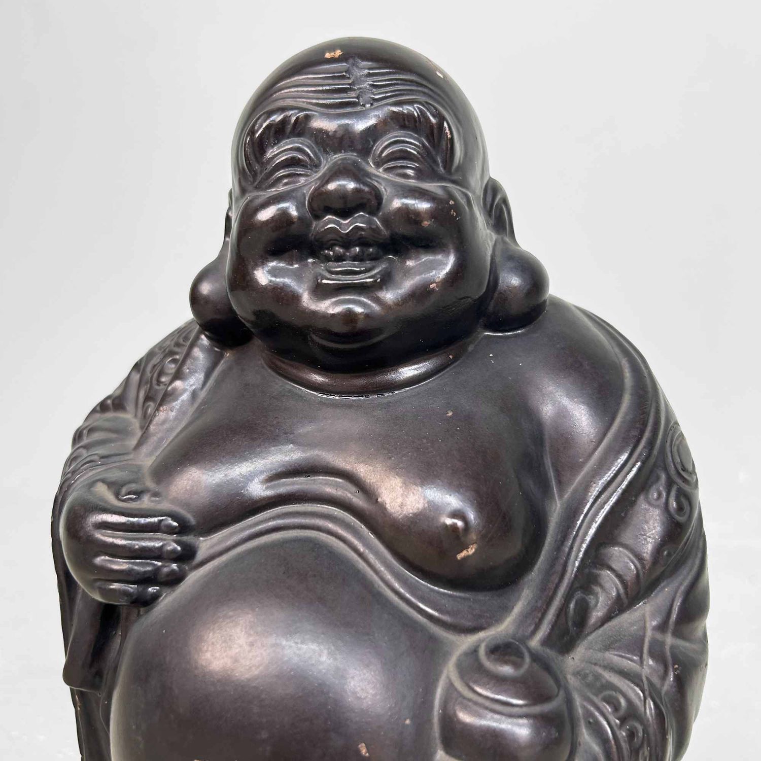 Gipsen Beeld van Hotei, Lachende Boeddha, Shōwa-periode, Japan.
