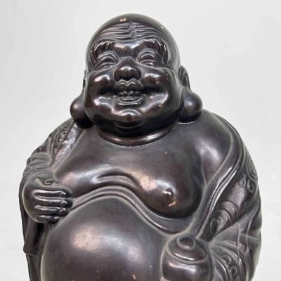 Gipsen Beeld van Hotei, Lachende Boeddha, Shōwa-periode, Japan.