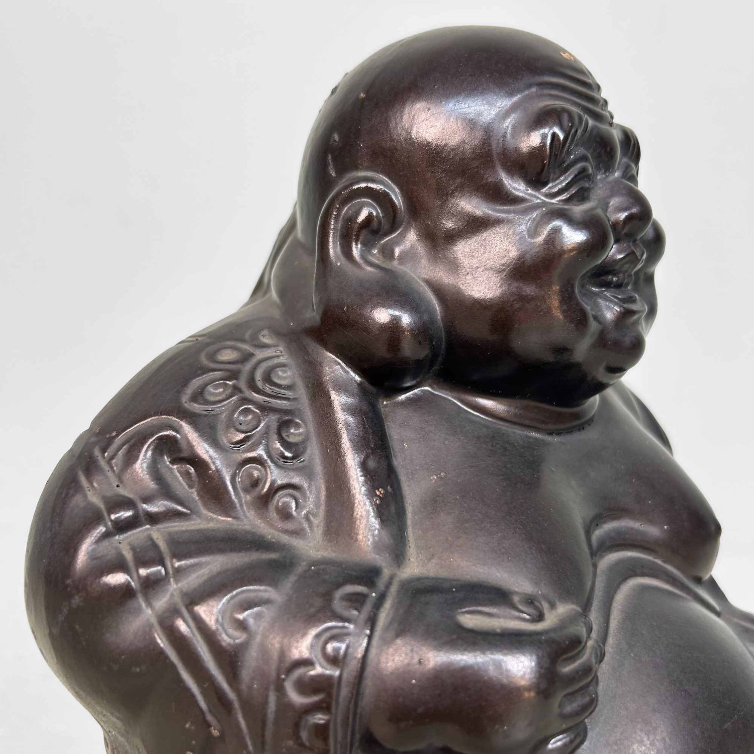 Gipsen Beeld van Hotei, Lachende Boeddha, Shōwa-periode, Japan.