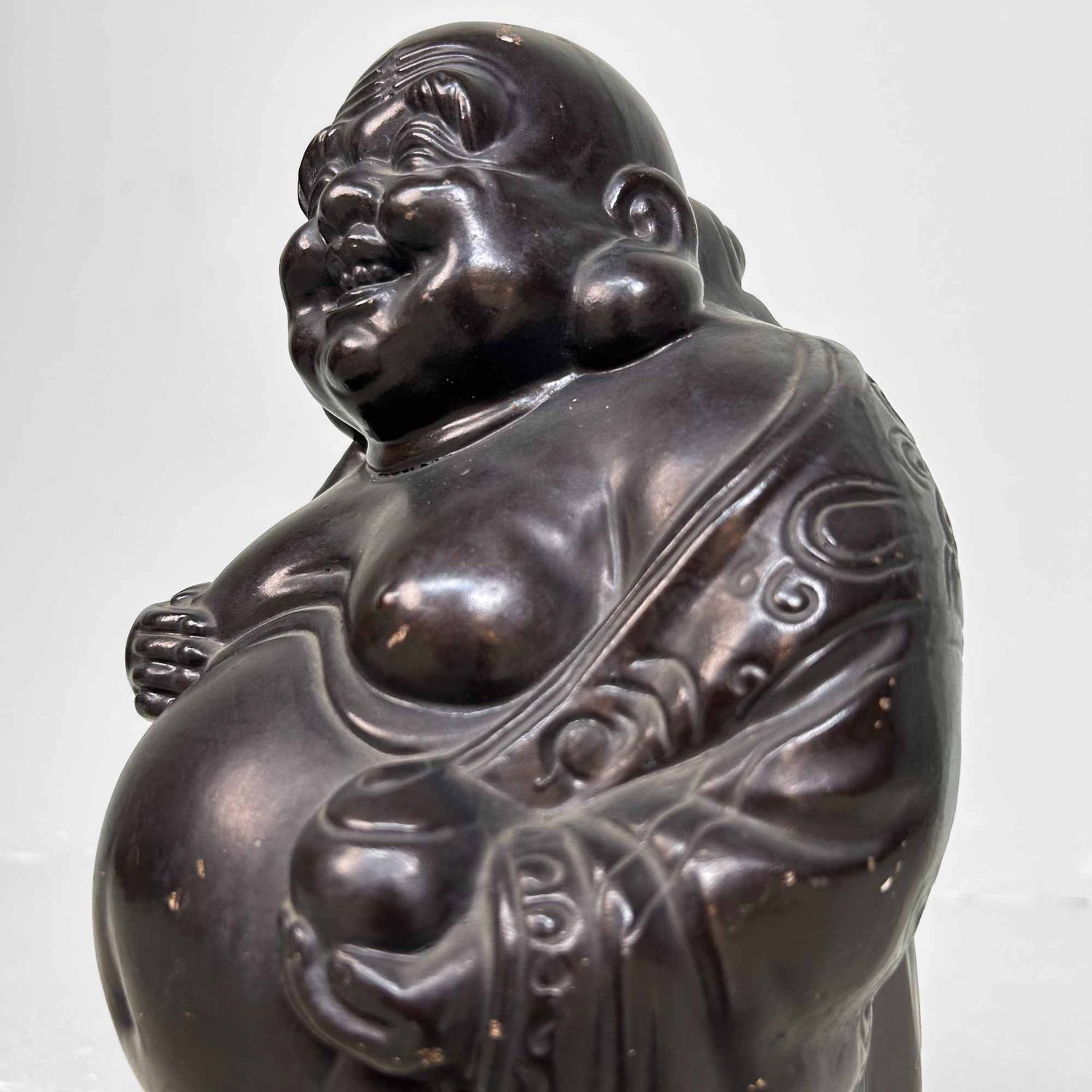 Gipsen Beeld van Hotei, Lachende Boeddha, Shōwa-periode, Japan.