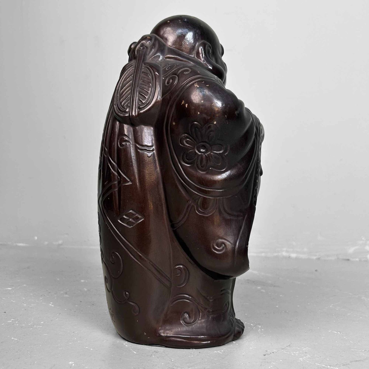 Gipsen Beeld van Hotei, Lachende Boeddha, Shōwa-periode, Japan.