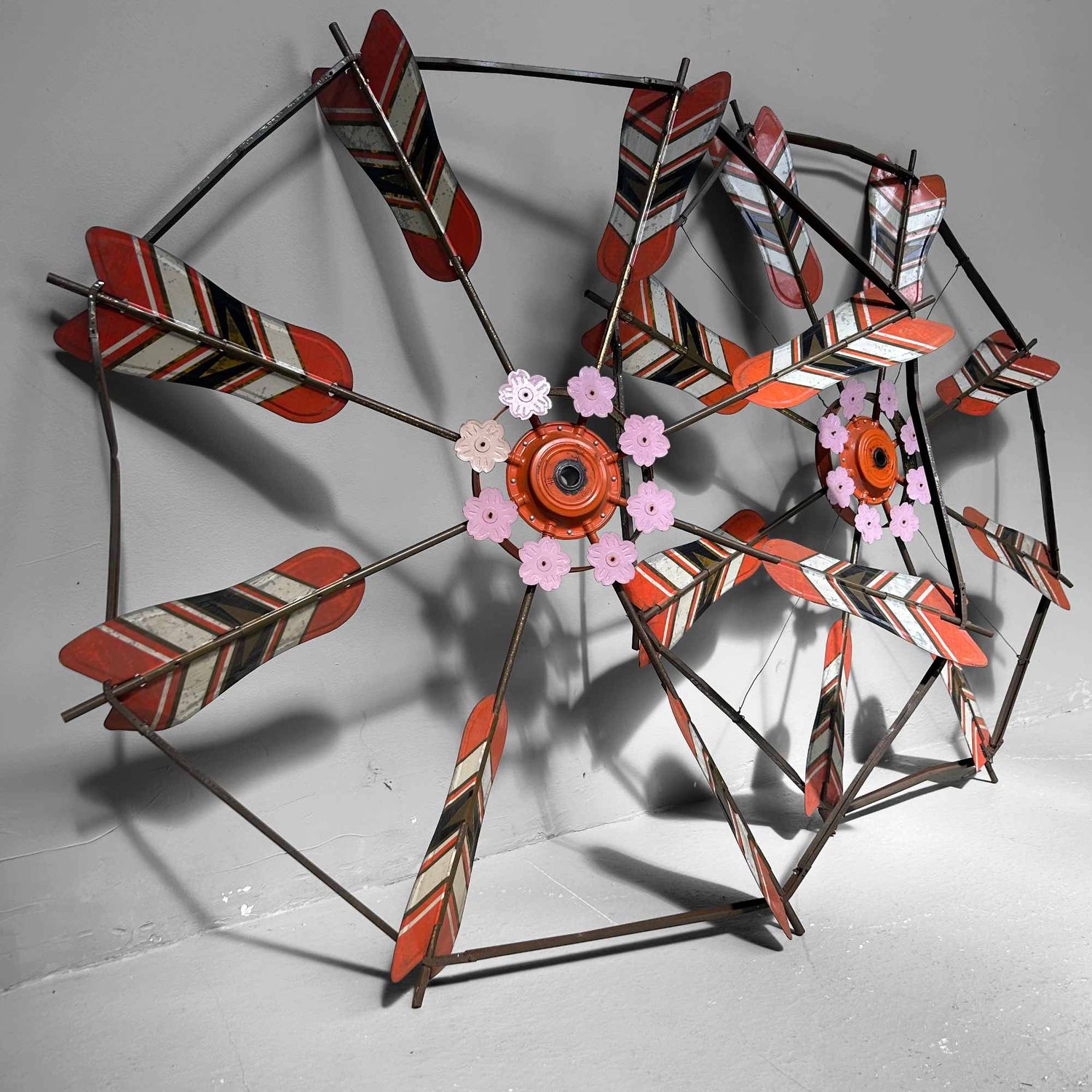 Set of Decorative Vintage Spinning Wheels Koinobori Matsuri, Japan.