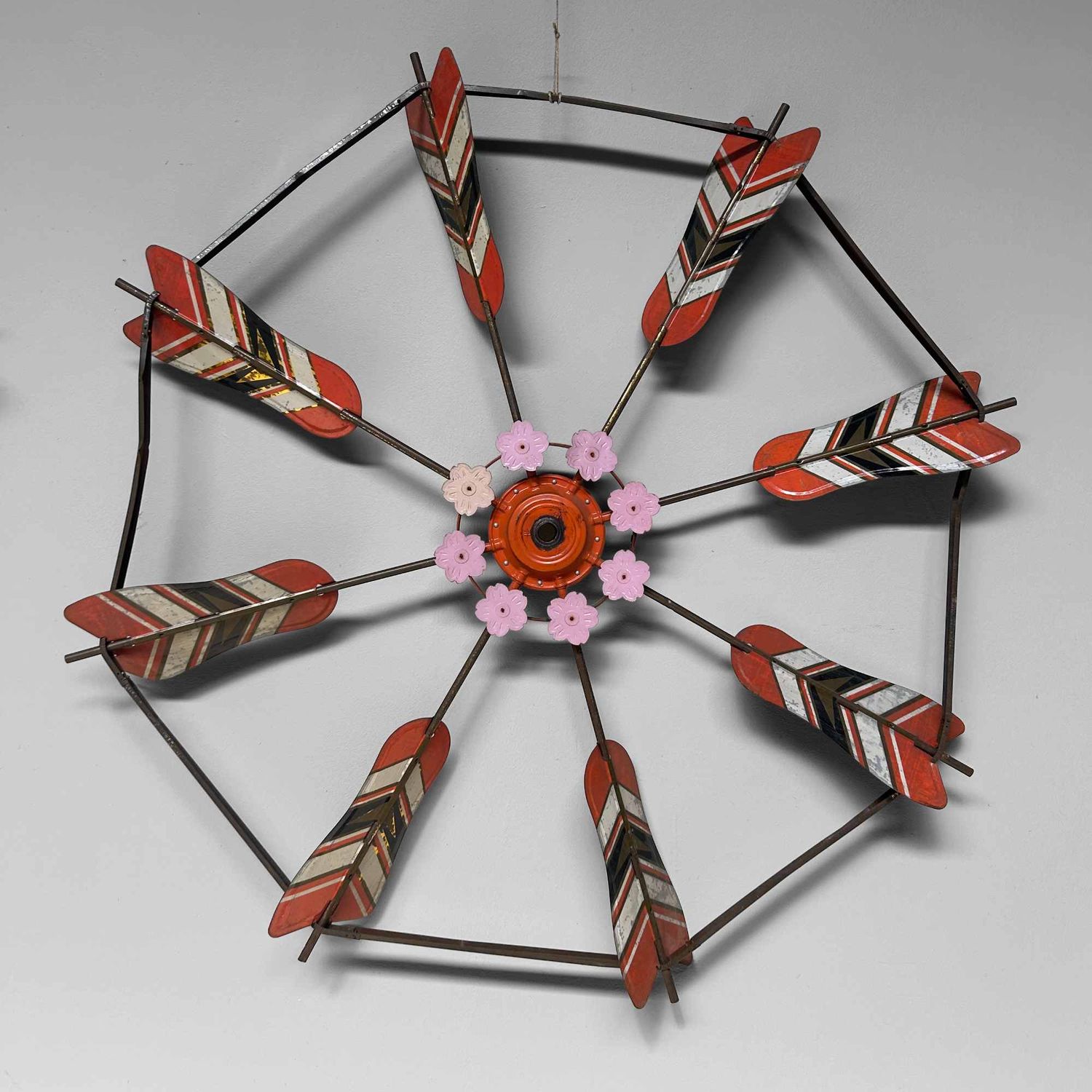 Set of Decorative Vintage Spinning Wheels Koinobori Matsuri, Japan.