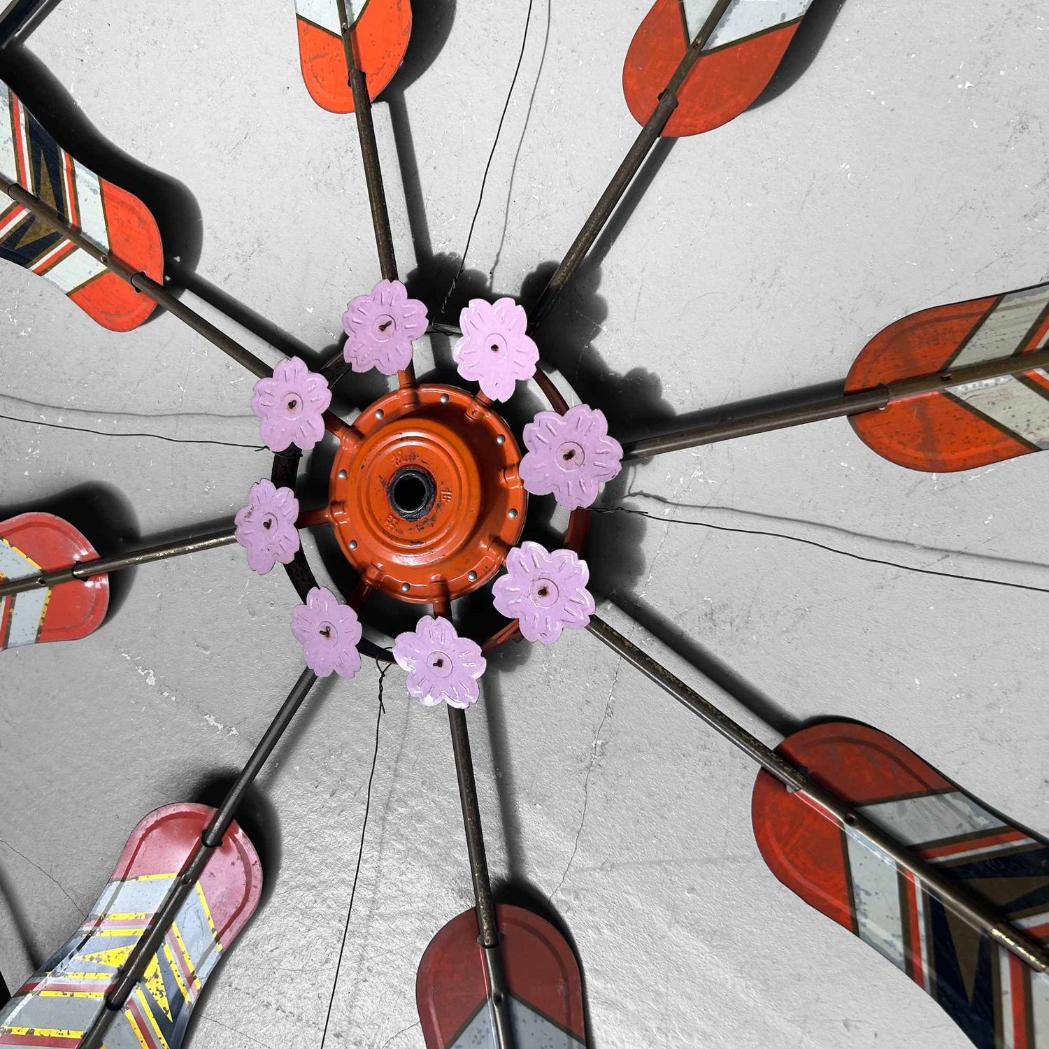 Set of Decorative Vintage Spinning Wheels Koinobori Matsuri, Japan.