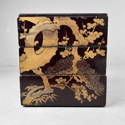 Japanese Jubako 重箱, Wooden Lacquered Stacking Box, Meiji Period.