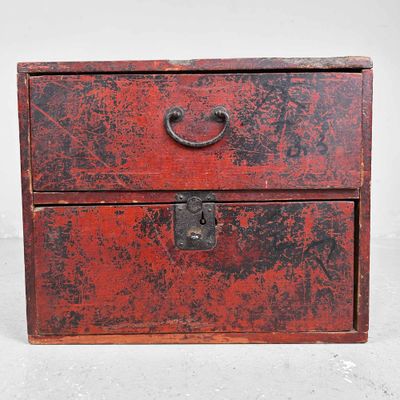 Antieke Kake-Suzuri (懸硯) Documentenkastje, Meiji-periode, Japan.