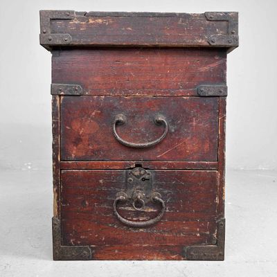 Antieke Houten Opbergkist Tansu met Lades, Meiji-periode, Japan.