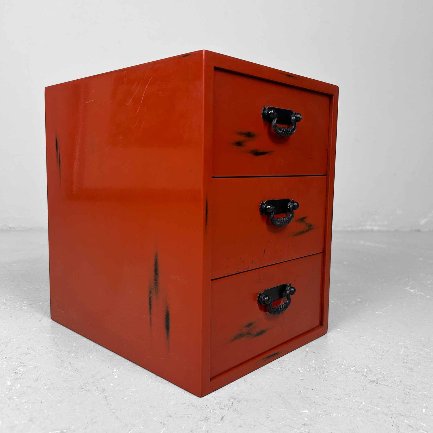Small Negoro-Nuri (根来塗り) Chest of Drawers, 1970s, Japan.