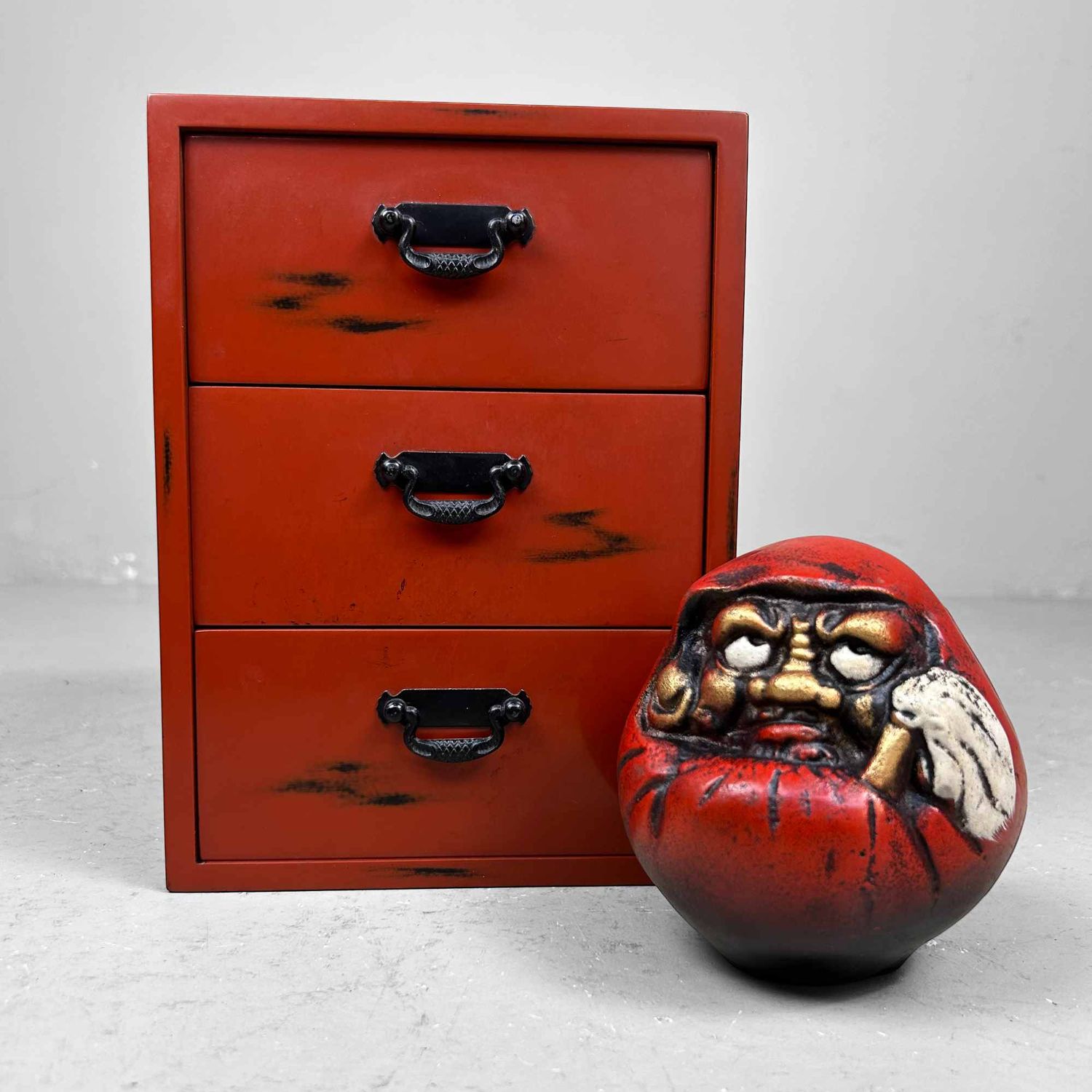 Small Negoro-Nuri (根来塗り) Chest of Drawers, 1970s, Japan.