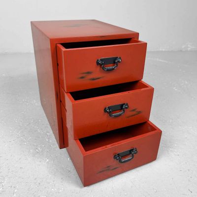 Small Negoro-Nuri (根来塗り) Chest of Drawers, 1970s, Japan.