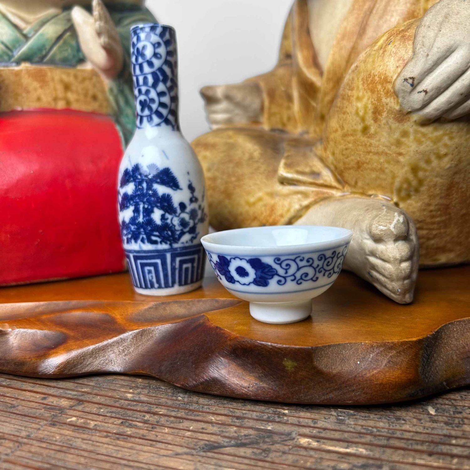 Okame en Hyottoko, Set Japanse Beelden, vroege Shōwa-periode.