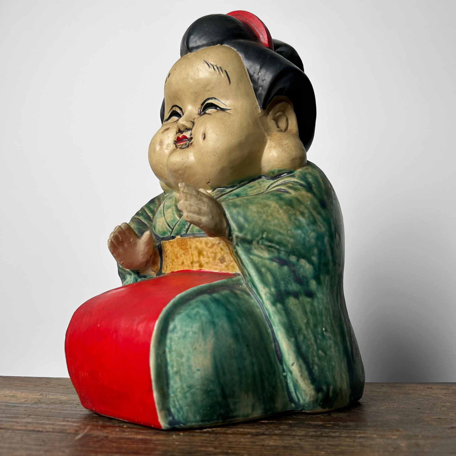 Okame en Hyottoko, Set Japanse Beelden, vroege Shōwa-periode.
