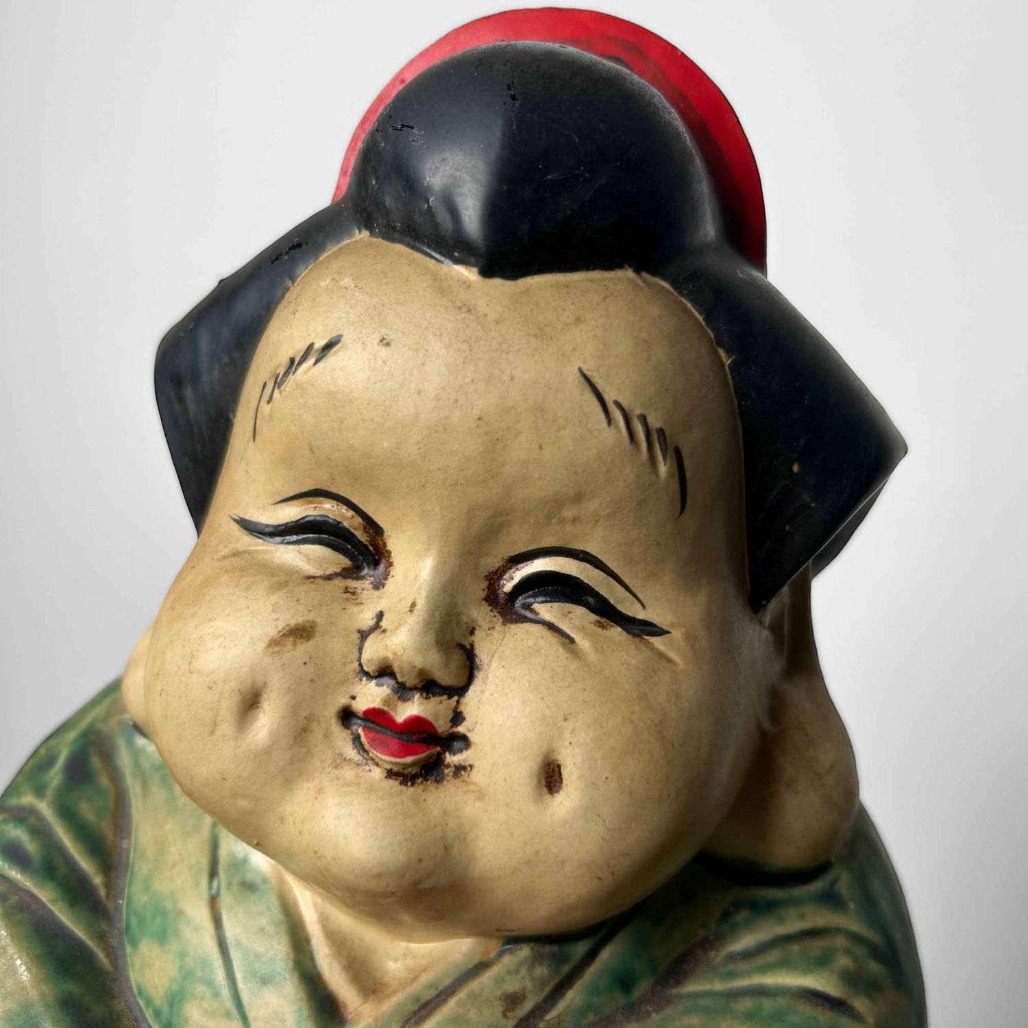 Okame en Hyottoko, Set Japanse Beelden, vroege Shōwa-periode.