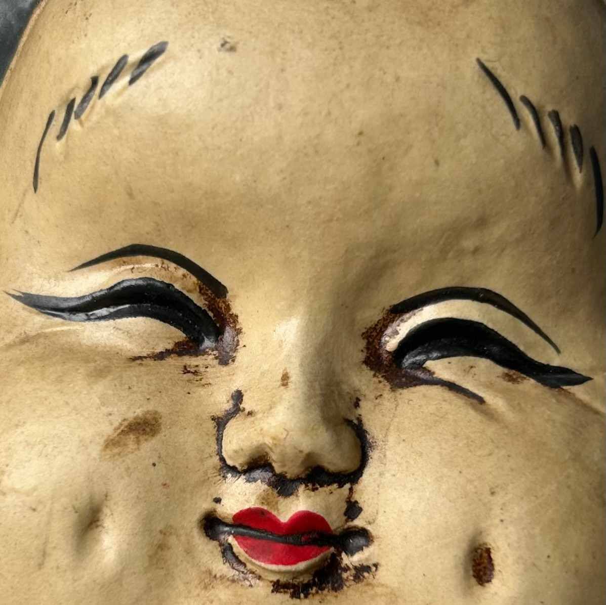 Okame en Hyottoko, Set Japanse Beelden, vroege Shōwa-periode.