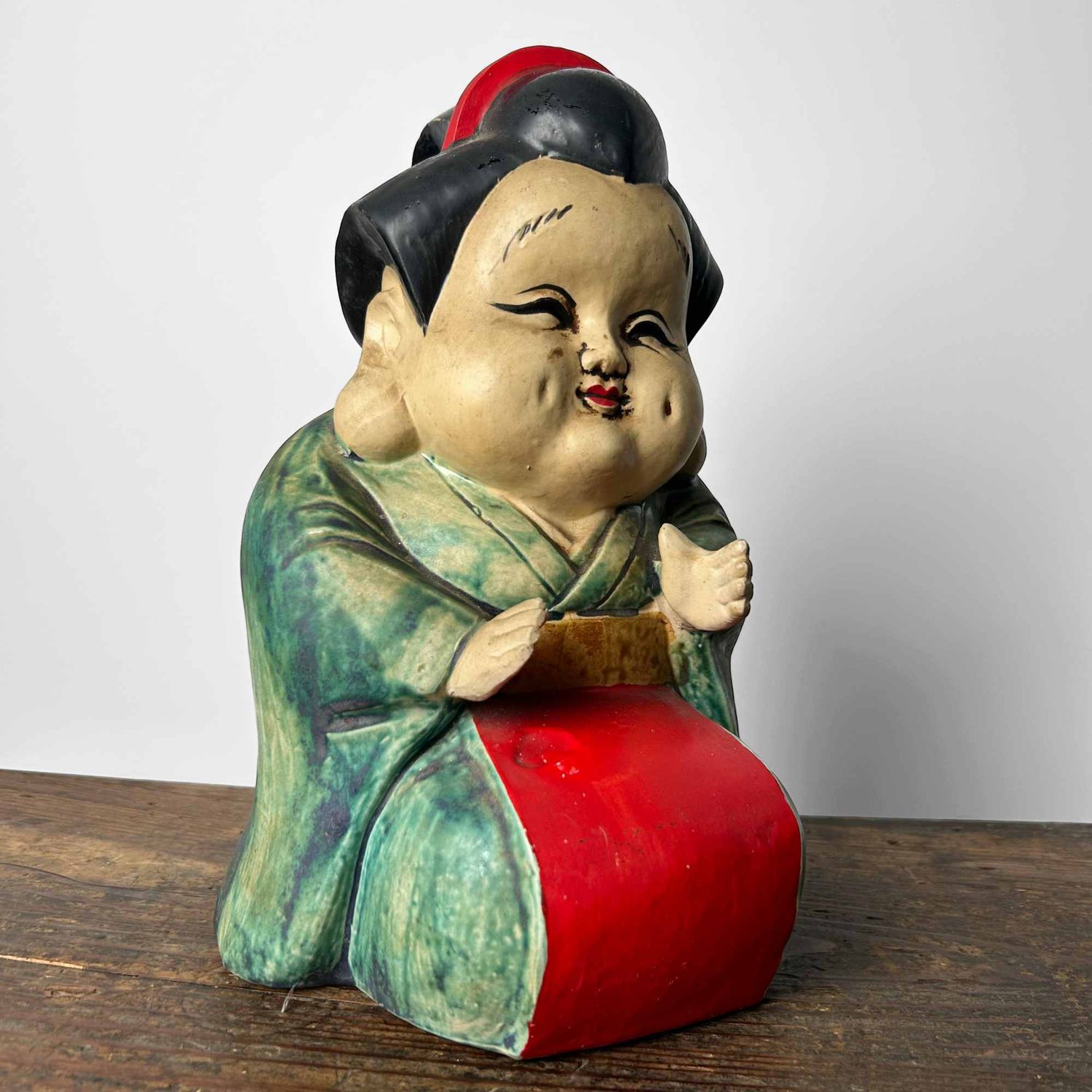 Okame en Hyottoko, Set Japanse Beelden, vroege Shōwa-periode.