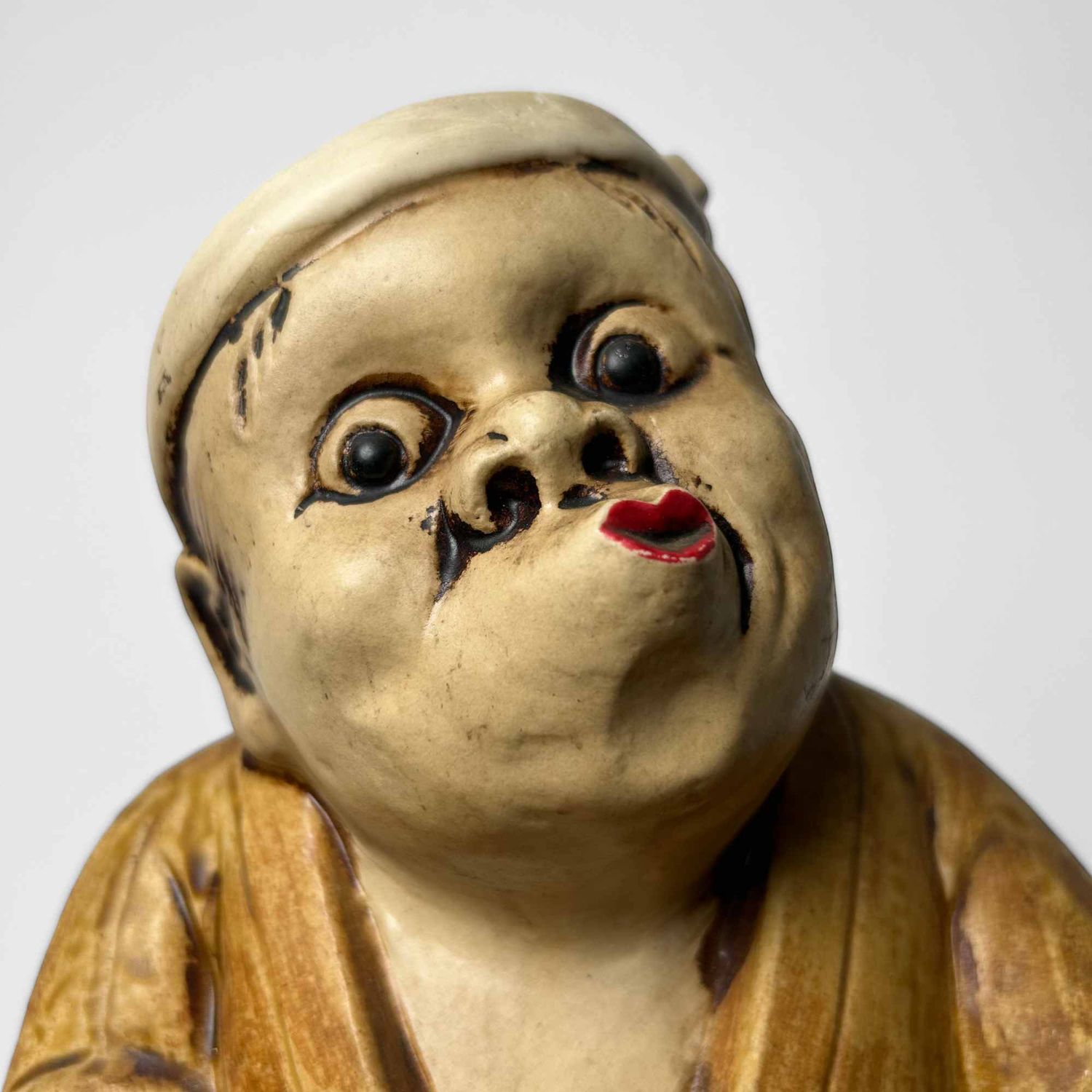 Okame en Hyottoko, Set Japanse Beelden, vroege Shōwa-periode.