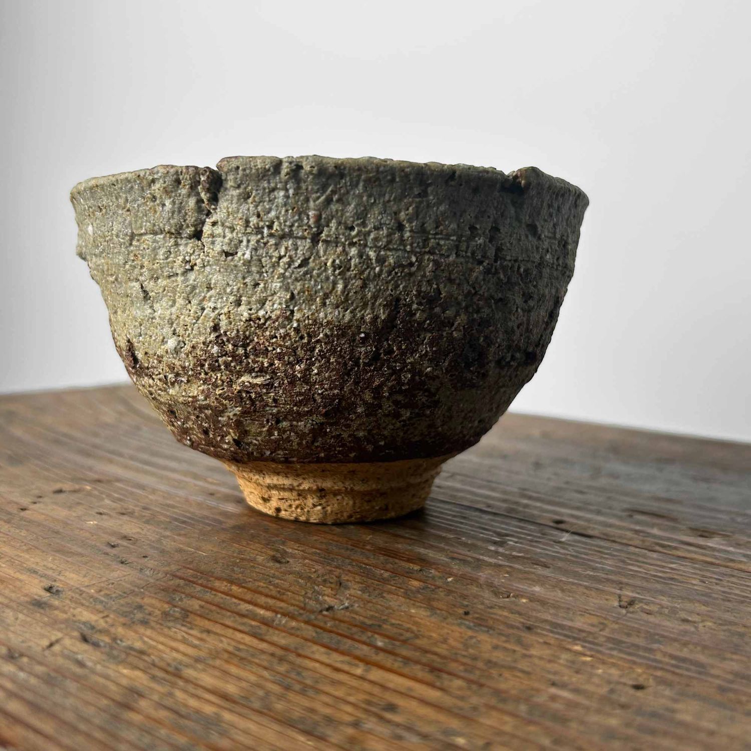 Earthenware Organic Chawan (茶碗), Matcha Bowl, Shōwa Period.