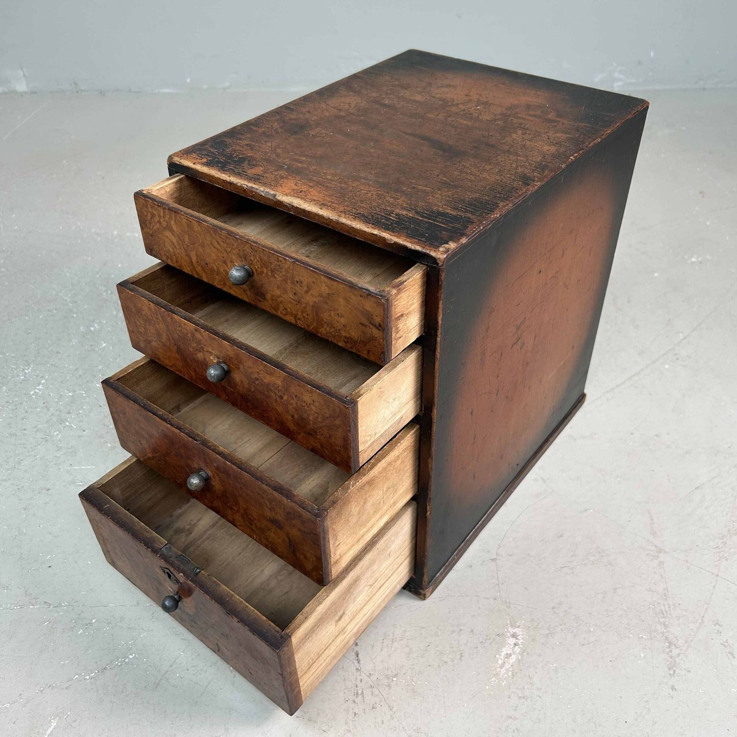 Vintage Burl Wood Filing Cabinet, 1950s, Japan.
