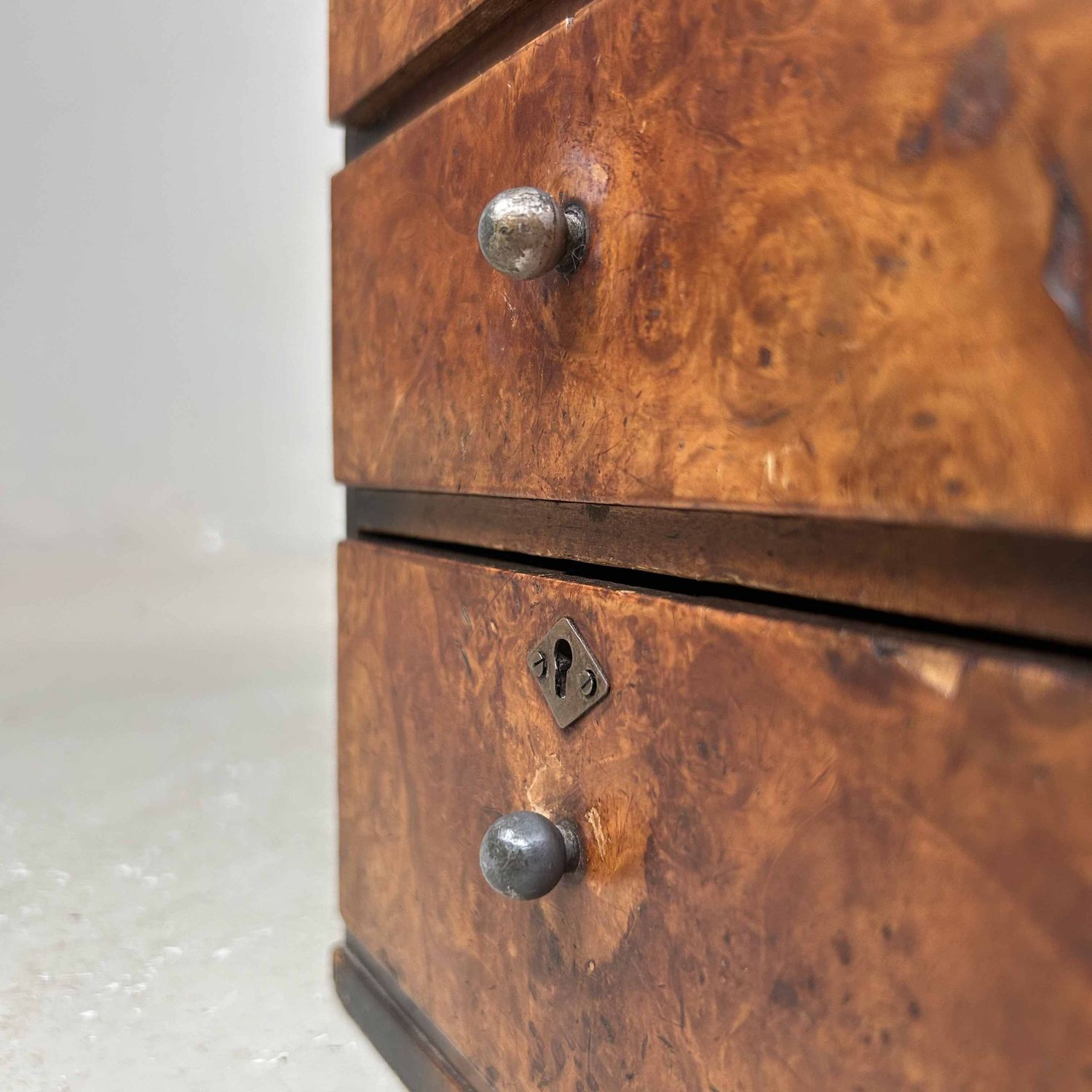 Vintage Burl Wood Filing Cabinet, 1950s, Japan.