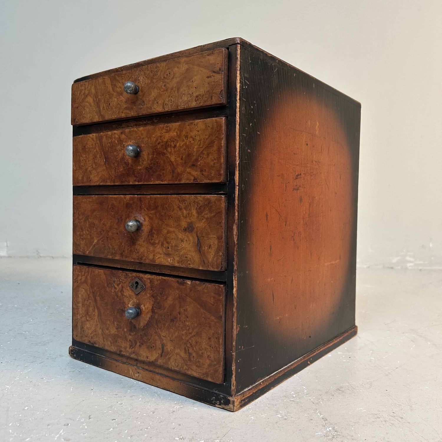 Vintage Burl Wood Filing Cabinet, 1950s, Japan.